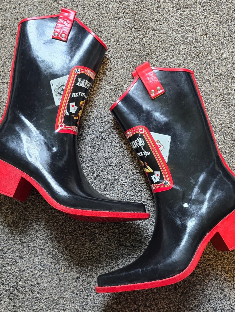 Rare Nomad "Yippy" Western-style waterproof rain boots "Lady Luck" Size 9 - Picture 5 of 5